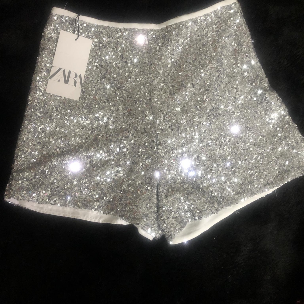 Zara Silver Sequin Women's Shorts